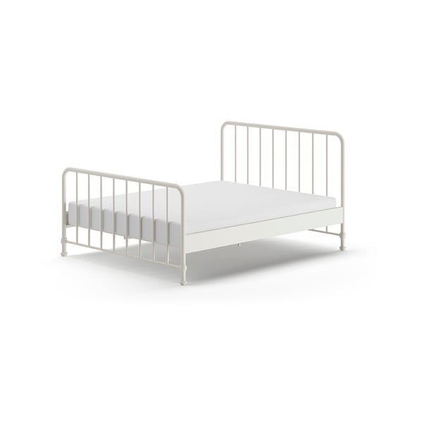 Bela kovinska postelja z letvenim dnom 160x200 cm BRONXX – Vipack