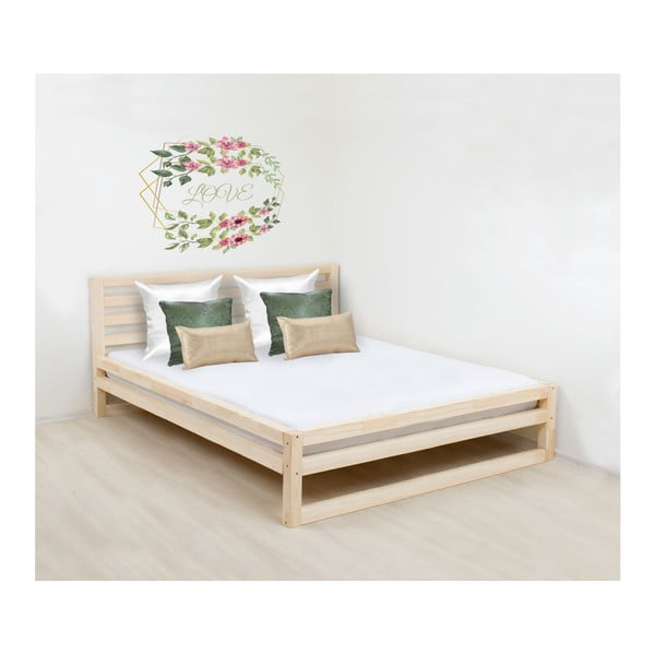 Lesena zakonska postelja Benlemi DeLuxe Bella Natural, 190 x 160 cm