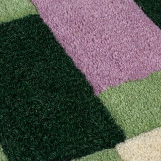 Zelena/vijolična ročno tkana volnena preproga 160x230 cm Kai Wool Border – Flair Rugs