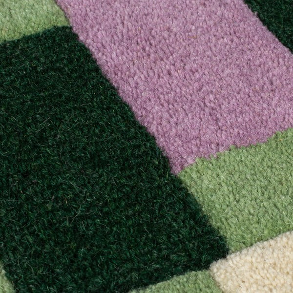 Zelena/vijolična ročno tkana volnena preproga 200x290 cm Kai Wool Border – Flair Rugs-image-2