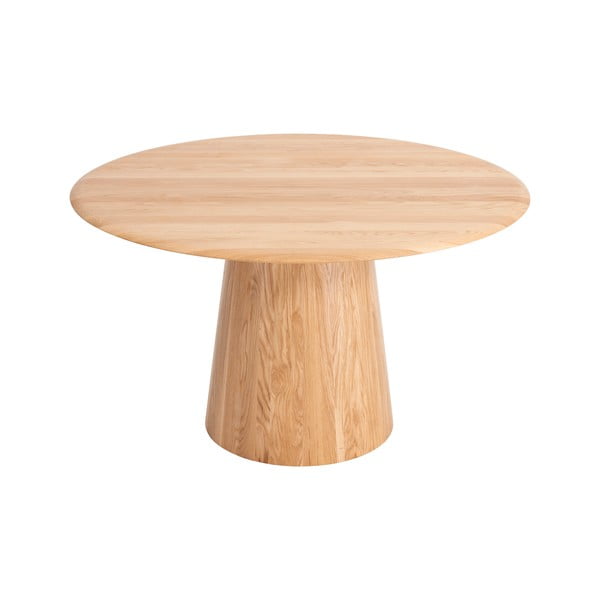 Okrogla jedilna miza iz masivnega hrasta v naravni barvi ø 126 cm Mushroom – Gazzda