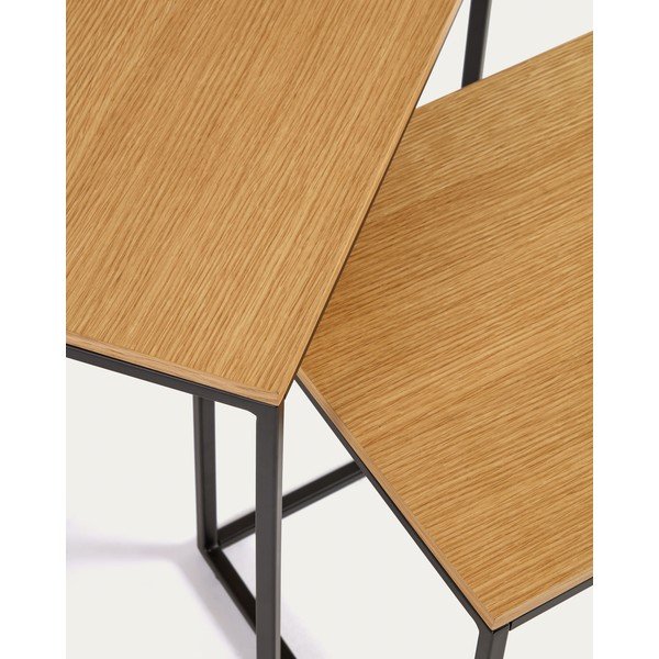 Stranske mizice v kompletu 2 ks z mizno ploščo v hrastovem dekorju 45x45 cm Yoana – Kave Home-image-3