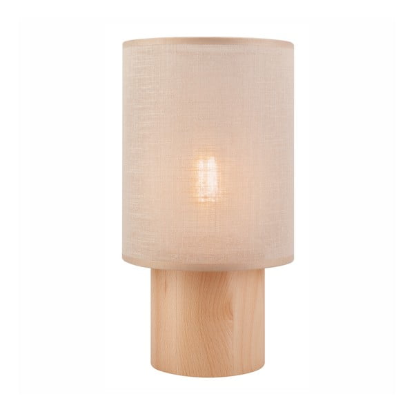 Bež/svetlo rjava namizna svetilka s tekstilnim senčnikom (višina 30 cm) Ari – LAMKUR
