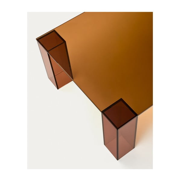 Rjava steklena mizica 60x140 cm Adularia – Kave Home-image-3