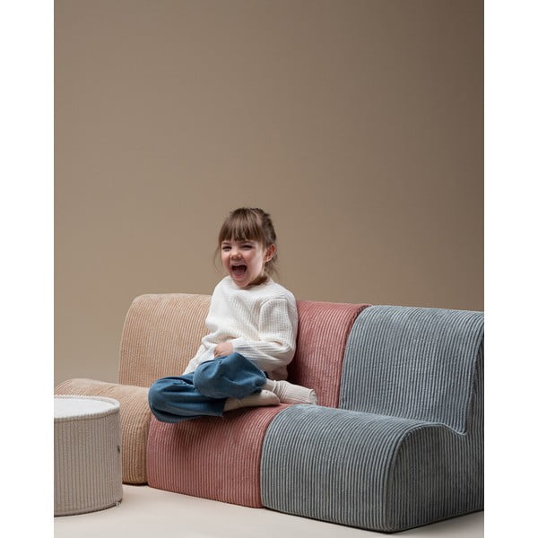 Rožnat otroški fotelj iz rebrastega žameta Cloud – Wigiwama-image-3