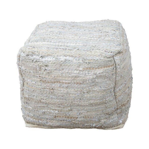 Usnjeni puf z bombažnimi detajli Mauro Ferretti Delhi Quadrato-image-4