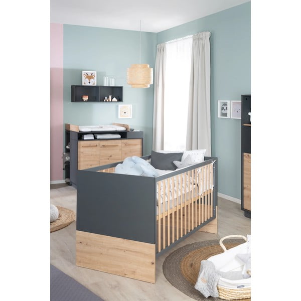 Otroška posteljica v temno sivi in naravni barvi 70x140 cm Lenn – Roba-image-1