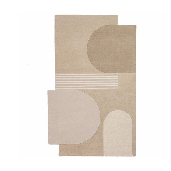 Ročno tkana volnena preproga v naravni barvi 120x180 cm Lozenge – Flair Rugs