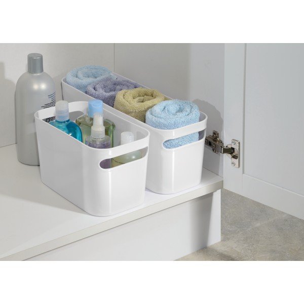 Bela košara za shranjevanje iDesign Una White, 40x15 cm-image-1