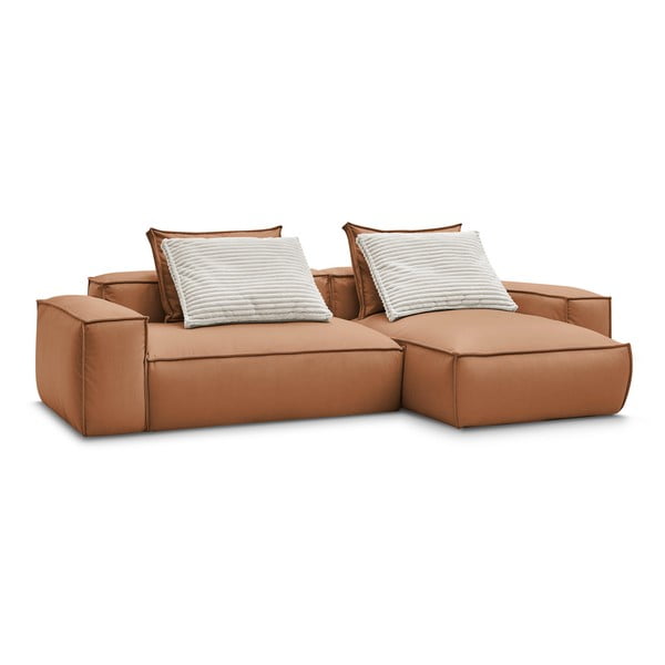 Rjava kotna sedežna garnitura iz umetnega usnja (s kotom po izbiri) Boheme – Bobochic Paris-image-3