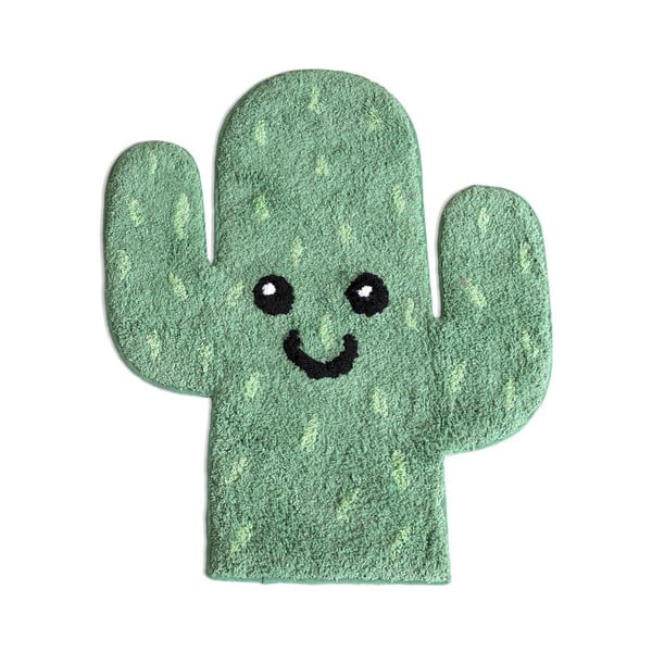 Zelena bombažna kopalniška preproga Mr. Fox Happy Cactus, 55 x 62 cm