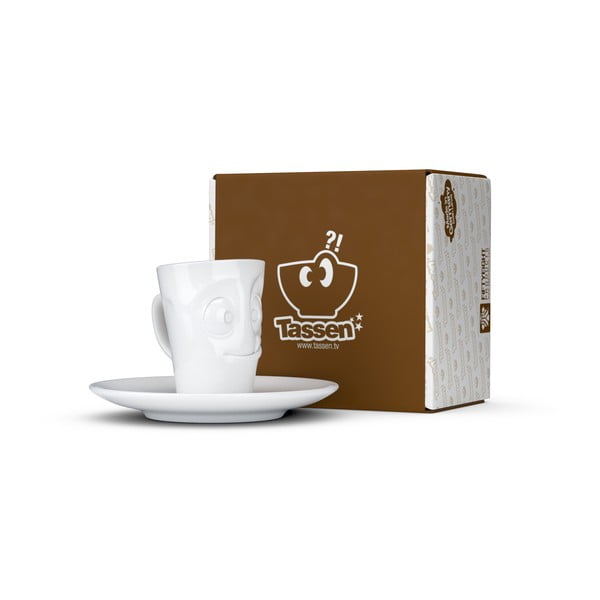 Bela porcelanska skodelica za espresso s podstavkom 58products, prostornina 80 ml-image-3