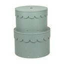 Zelenomodre kartonaste škatle za shranjevanje v kompletu 2 ks s pokrovom ø 26x17,5 cm Wilma Canvas Paper Laminate – Bigso