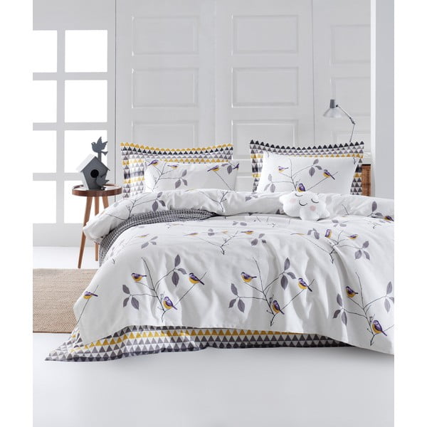 Komplet posteljnega pregrinjala in prevleke za vzglavnik EnLora Home Pavlina White, 160 x 235 cm