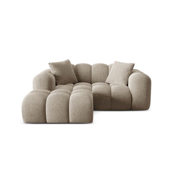 Svetlo rjava kotna sedežna garnitura iz šenilje (levi kot/z ležalnikom) Treno – Cosmopolitan Design