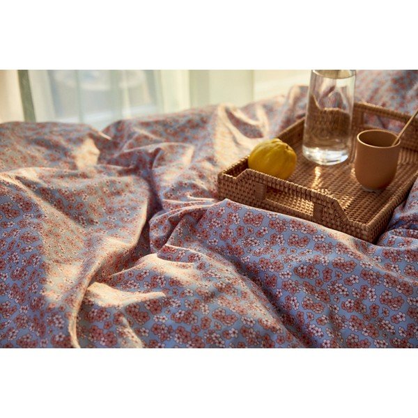 Svetlo modra/rožnata podaljšana posteljnina za zakonsko posteljo iz bombažnega satena 200x220 cm Pleasantly – JUNA-image-4