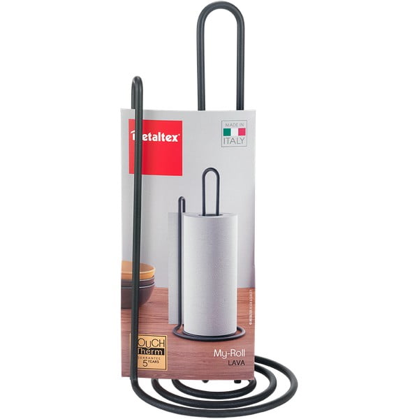 Črni nosilec kuhinjskih brisač Metaltex My Roll Lava-image-4