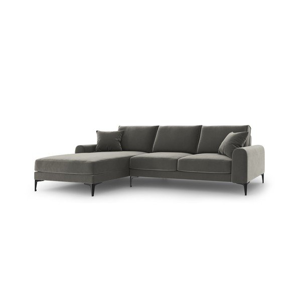 Svetlo siva žametna kotna sedežna garnitura Mazzini Sofas Madara, levi kot
