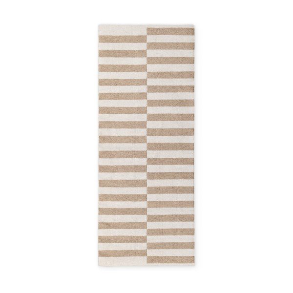 Bel/svetlo rjav obojestranski/ročno tkan volnen tekač 80x200 cm Vika – Hanse Home