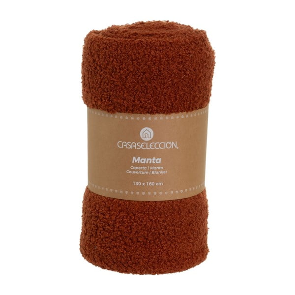 Opečnato oranžna odeja iz sherpa flisa 130x160 cm Sherpa Bouclé – Casa Selección-image-4