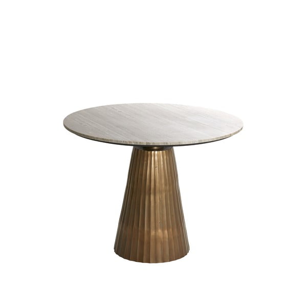 Okrogla jedilna miza z mizno ploščo v marmornem dekorju v bronasti in naravni barvi ø 100 cm Rianne – Light & Living-image-2