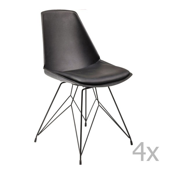 Komplet 4 črnih stolov Kare Design Wire Black