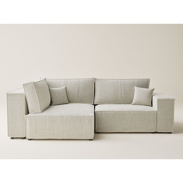 Kremno bela raztegljiva/s prostorom za shranjevanje kotna sedežna garnitura iz šenilje (levi kot/v obliki črke L) Tonga – Maison de Rêve-image-2