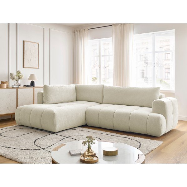 Bež raztegljiva/s prostorom za shranjevanje kotna sedežna garnitura (levi kot/v obliki črke L) Fuji – Bobochic Paris-image-1