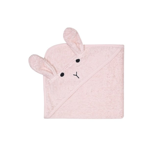 Roza bombažna otroška brisača s kapuco Kindsgut Rabbit