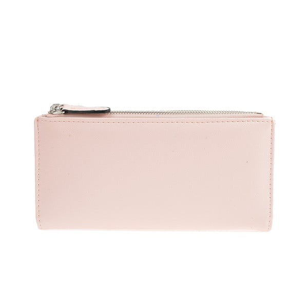 Svetlo roza denarnica iz usnja Carla Ferreri, 10,5 x 19 cm