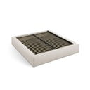 Kremno bela oblazinjena zakonska postelja s prostorom za shranjevanje in z letvenim dnom 140x200 cm Simon – Micadoni 