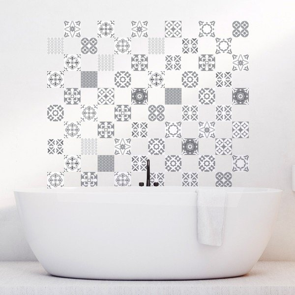 Komplet 60 stenskih nalepk Ambiance Wall Decal Tiles Artistic Shade of Grey, 20 x 20 cm-image-3