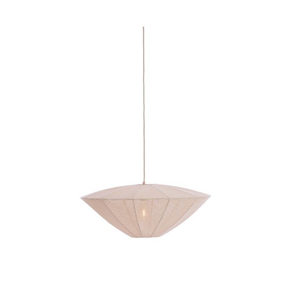 Kremno bela viseča svetilka s tekstilnim senčilom Satilla – Light & Living-image-1
