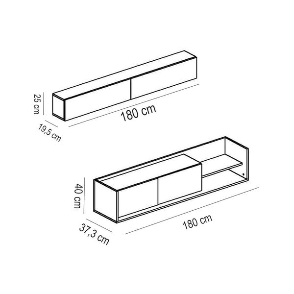 Beli/naravni televizijski komplet iz eksotičnega lesa 180x40 cm Kale - Kalune Design-image-3