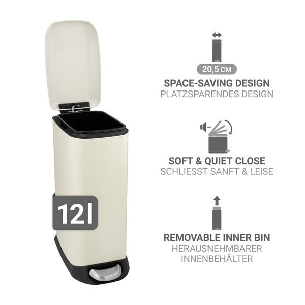 Kremno bel jeklen koš za smeti s pedalom 12 l Design – Wenko-image-4