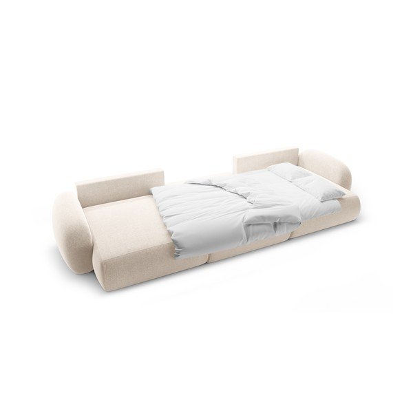 Kremno bela raztegljiva/s prostorom za shranjevanje kotna sedežna garnitura iz šenilje (v obliki črke "U") Tonale – Cosmopolitan Design-image-3