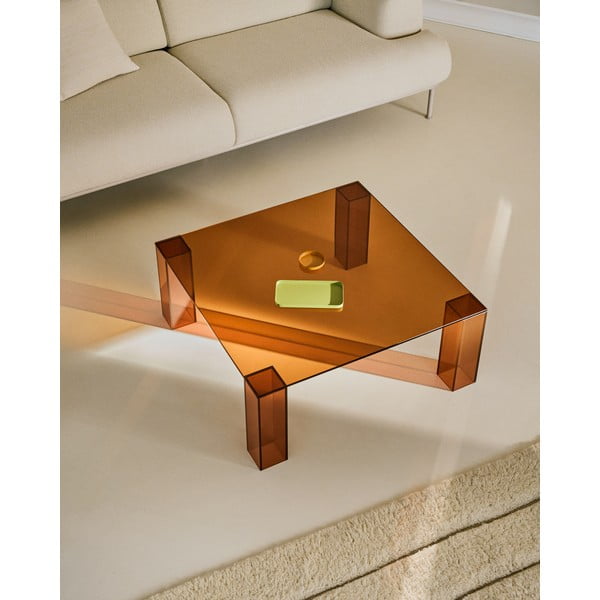 Rjava steklena mizica 85x85 cm Adularia – Kave Home-image-1