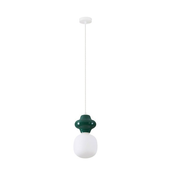 Bela/modrozelena keramična viseča svetilka s steklenim senčilom ø 18 cm Clio – Nova Luce