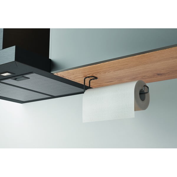 Črn stenski nosilec kuhinjskih brisač Metaltex-image-1
