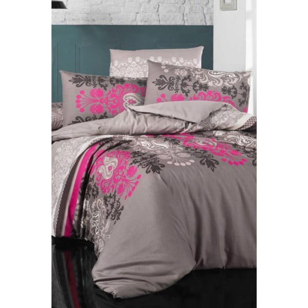 Rožnato-siva podaljšana posteljnina z rjuho Diana - Mila Home