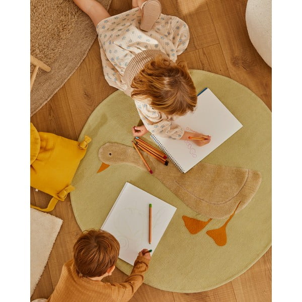 Svetlo rumena bombažna otroška preproga ø100 cm Milu – Kave Home-image-1