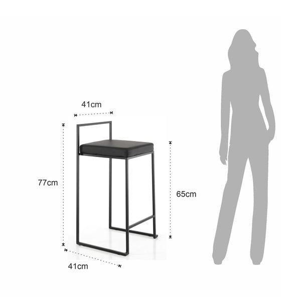 Črni barski stoli v kompletu 2 ks iz umetnega usnja (višina sedeža 65 cm) Dodo – Tomasucci-image-4