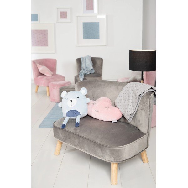 Svetlo siva žametna otroška sedežna garnitura 70 cm Lil Sofa – Roba-image-3