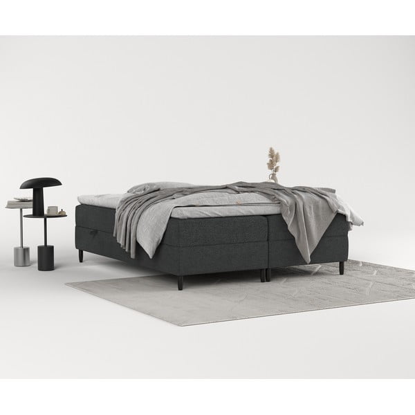 Temno siva boxspring postelja s prostorom za shranjevanje 200x200 cm Malte – Maison de Rêve-image-4