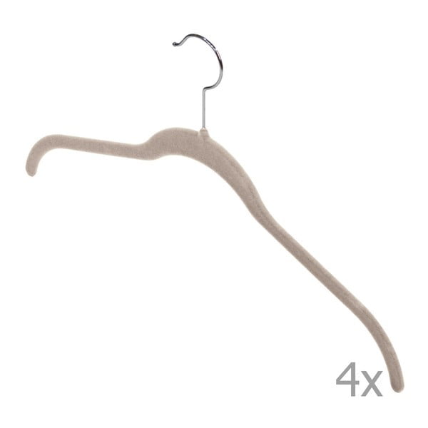 Komplet 4 bež obešalnikov Domopak Velvet-image-1