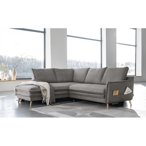 Siva raztegljiva kotna sedežna garnitura (levi kot) Charming Charlie – Miuform-image-3