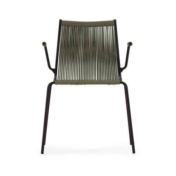 Zeleni kovinski jedilni stoli v kompletu z nasloni za roke/z možnostjo nalaganja 2 ks Emily – Marckeric-image-2