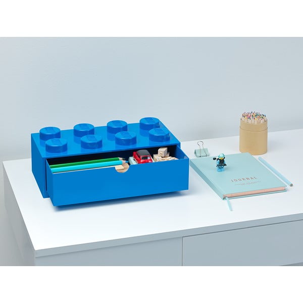Modra škatla za pisalno mizo s predalom LEGO® , 31 x 16 cm-image-1