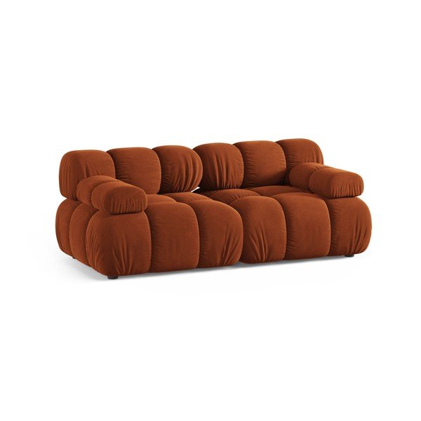 Žametna sedežna garnitura v barvi terakote 188 cm – Micadoni -image-1
