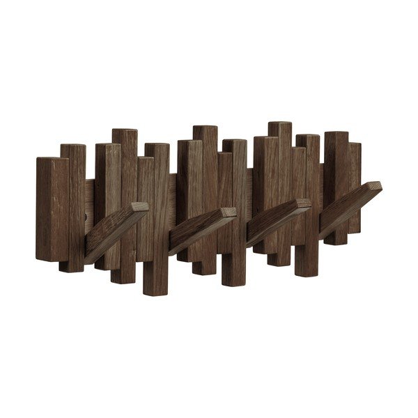 Temno rjav stenski obešalnik iz masivnega hrasta 40 cm Caltra – House Nordic